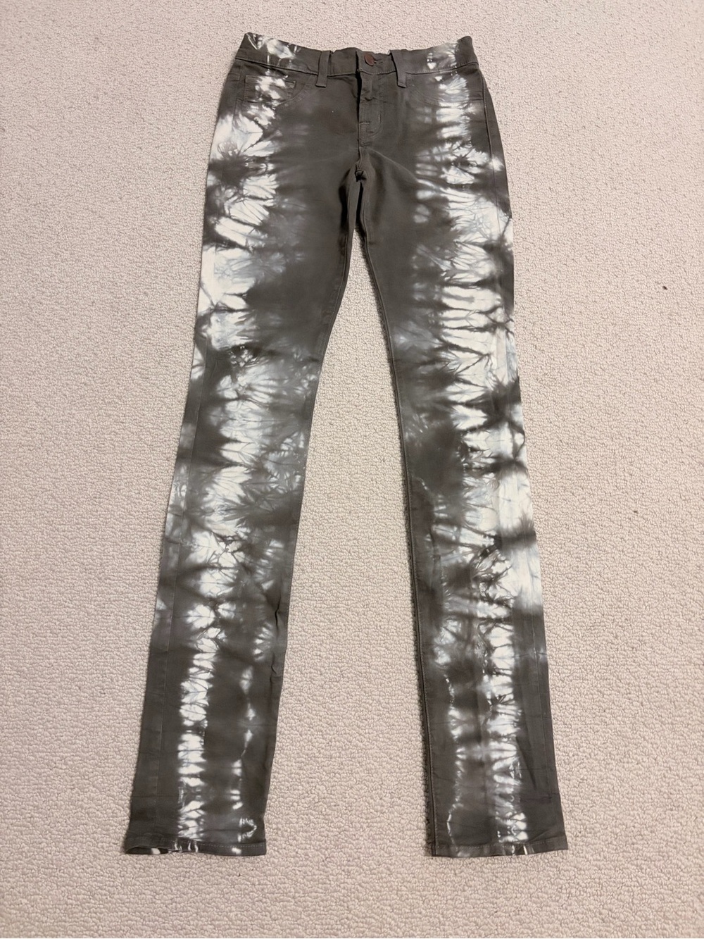 J Brand Gray White Tie Dye Skinny Jeans Size 26 Made in USA